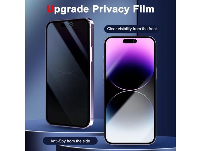 YMHML 2 Pack iPhone 14 Pro Max Privacy Screen Protector + 2 Pack iPhone 14 Pro Max Camera Lens Protector, Anti Spy Tempered Glass Privacy Screen...