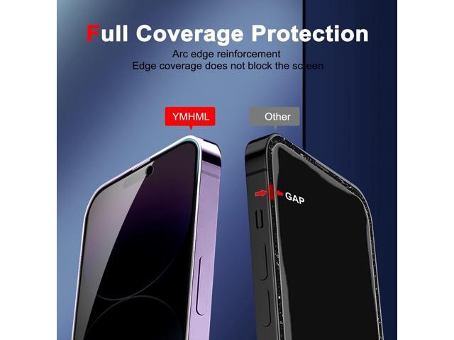 YMHML 2 Pack iPhone 14 Pro Max Privacy Screen Protector + 2 Pack iPhone 14 Pro Max Camera Lens Protector, Anti Spy Tempered Glass Privacy Screen...