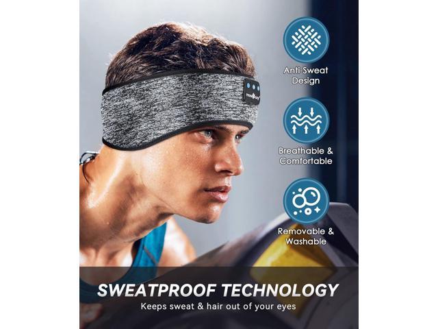 MUSICOZY Bluetooth 5.2 Sleep Headphones, Wireless Headband Earphones Sleeping Mask & Workout Headband for Women Men, Ideal for Running, Travel &...