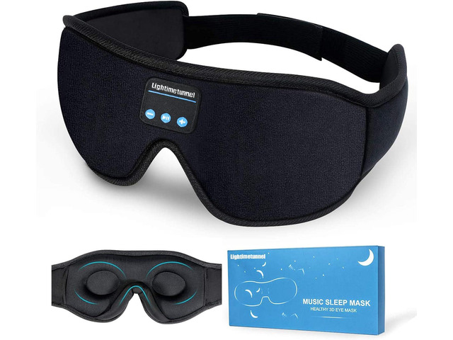 Sleep Headphones, Bluetooth 5.0 Wireless 3D Eye Mask, Lightimetunnel Washable Sleeping Headphones for Side Sleepers With Adjustable Ultra Thin...