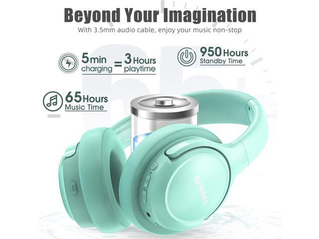 Bluetooth Wireless Headphones Over Ear,BERIBES 65H Playtime and 6 EQ Music Modes with Microphone,HiFi Stereo Foldable Lightweight Headset, Deep...