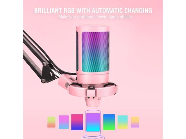 Gaming USB Microphone Kit, PC Streaming Recording Computer RGB Microphone Set for Podcasting, Singing, YouTube, Condenser Cardioid Mic with Quick...