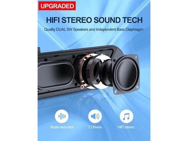 Computer Speakers,Wired USB-Powered Sound-bar with 10W Stereo Sound for PC Desktop,Plug -n-Play (A39PRO /Black)