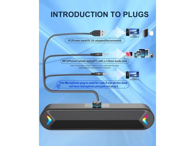 Computer Speakers,Wired USB-Powered Sound-bar with 10W Stereo Sound for PC Desktop,Plug -n-Play (A39PRO /Black)
