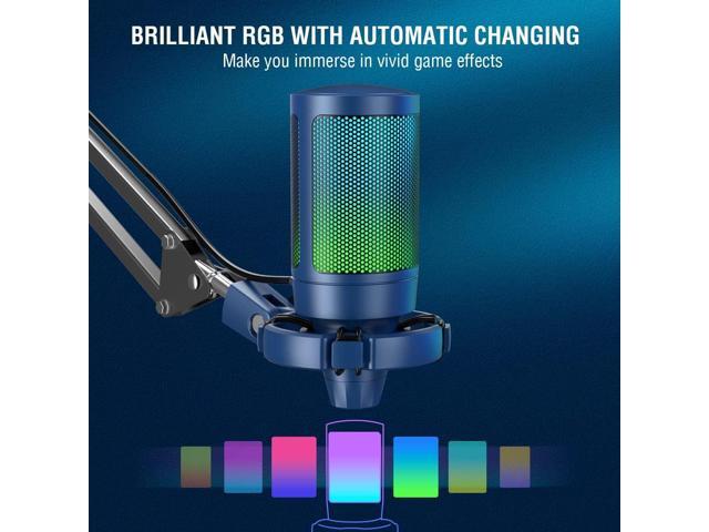 FIFINE USB Gaming Streaming Recording PC Microphone Kit, RGB Condenser Computer Mic Bundle for Podcasts, Audio, Vocal, Video on Mac/Desktop/Laptop,...
