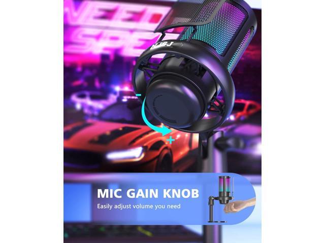 USB Microphone for PC, Gaming Mic for PS4/ PS5/ Mac/Phone,Condenser Microphone with Touch Mute, RGB Lighting,Gain knob & Monitoring Jack for...