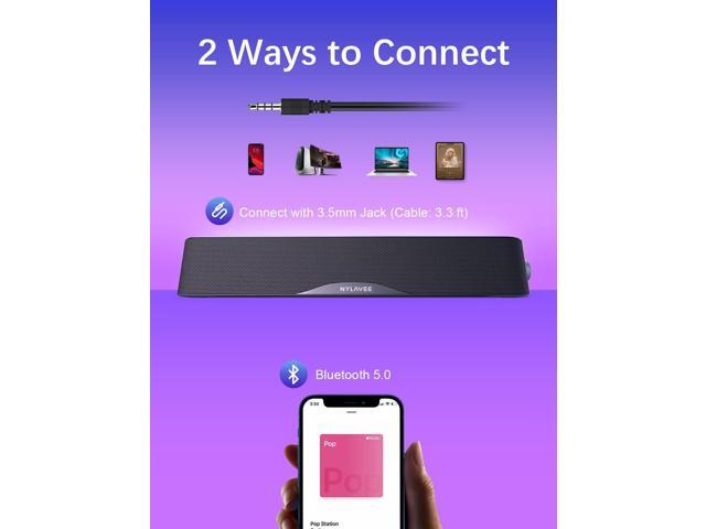 Computer Speakers, HiFi Sound Quality Computer Sound Bar, USB Powered PC Speakers, Bluetooth 5.0 and 3.5mm Aux-in Computer Speakers for Desktop,...