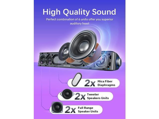Computer Speakers, HiFi Sound Quality Computer Sound Bar, USB Powered PC Speakers, Bluetooth 5.0 and 3.5mm Aux-in Computer Speakers for Desktop,...