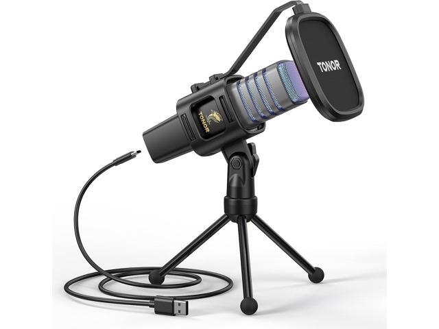 RGB USB Microphone, Cardioid Condenser Computer PC Mic with Tripod Stand, Pop Filter, Shock Mount for Gaming, Streaming, Podcasting, YouTube,...