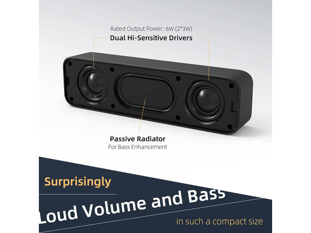 [Upgraded] USB Computer /Laptop Speaker with Stereo Sound & Enhanced Bass, Portable Mini Sound Bar for Windows PCs, Desktop Computer and Laptops