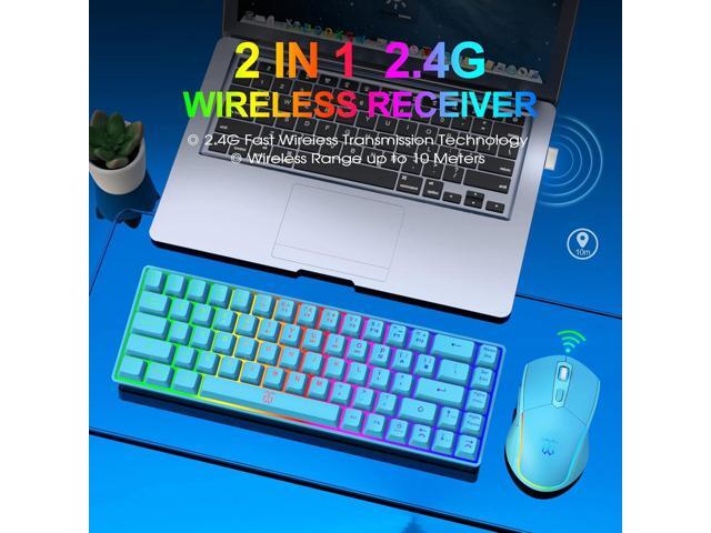 Snpurdiri 60% Wireless Gaming Keyboard and Mouse Combo,LED Backlit Rechargeable 2000mAh Battery,Small Membrane But Mechanical Feel Keyboard +...
