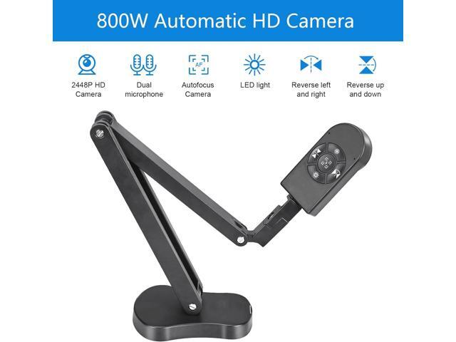4K USB Document Camera for Teacher, 8MP Webcam & Visualiser for A3 Size with Dual Microphones, 3-Level LED Light, Image Invert, Foldable for Live...