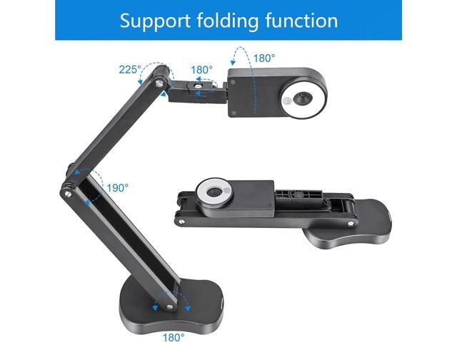 4K USB Document Camera for Teacher, 8MP Webcam & Visualiser for A3 Size with Dual Microphones, 3-Level LED Light, Image Invert, Foldable for Live...