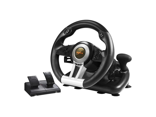 PXN PC Racing Wheel, V3II 180 Degree Universal Usb Car Sim Race Steering Wheel with Pedals for PS3,PS4,Xbox One,Xbox Series X/S,Switch (Black)