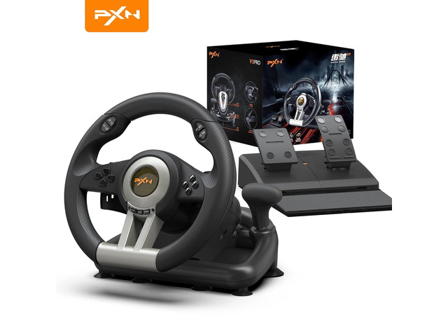 PXN Racing Wheel - Gaming Steering Wheel for PC, V3II 180 Degree Driving Wheel Volante PC Universal Usb Car Racing with Pedal for PS4, PC, Xbox...