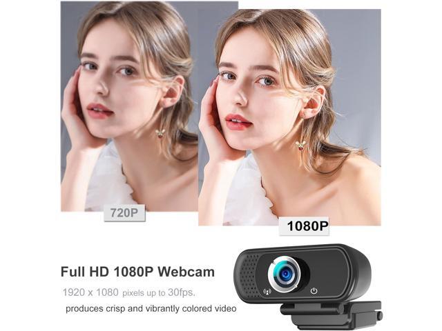 Webcam 1080p, Webcam with Microphone, USB Web Camera 110°Wide View, Plug and Play Computer Camera, Laptop Desktop Webcam for Conferencing...