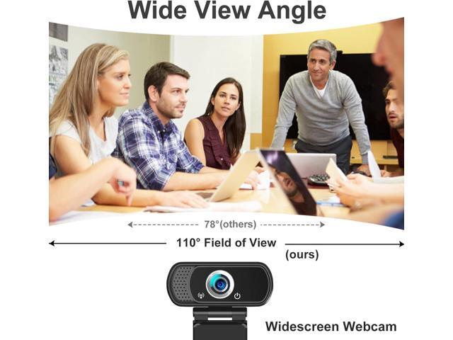 Webcam 1080p, Webcam with Microphone, USB Web Camera 110°Wide View, Plug and Play Computer Camera, Laptop Desktop Webcam for Conferencing...