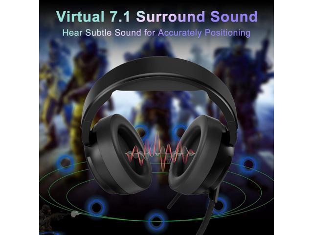 Jeecoo V20U USB Pro Gaming Headset for PC - 7.1 Surround Sound Headphones with Noise Cancelling Microphone- Memory Foam Ear Pads for Laptop Computers