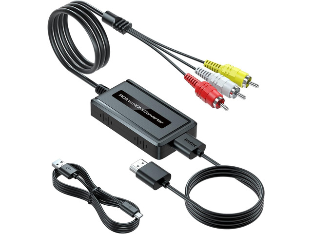 Male RCA to HDMI Converter with HDMI Cable for DVD/STB/VHS with Female RCA Output(RCA Cable Integrated), CVBS AV Composite to HDMI Converter...