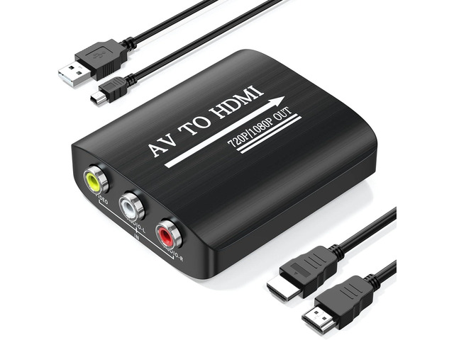 Setuact AV to HDMI Converter with HDMI Cable,RCA to HDMI Converter for PS1,PS2,PS3,Xbox,N64,WII,SNES,VHS,VCR,Blue-Ray DVD Players,STB
