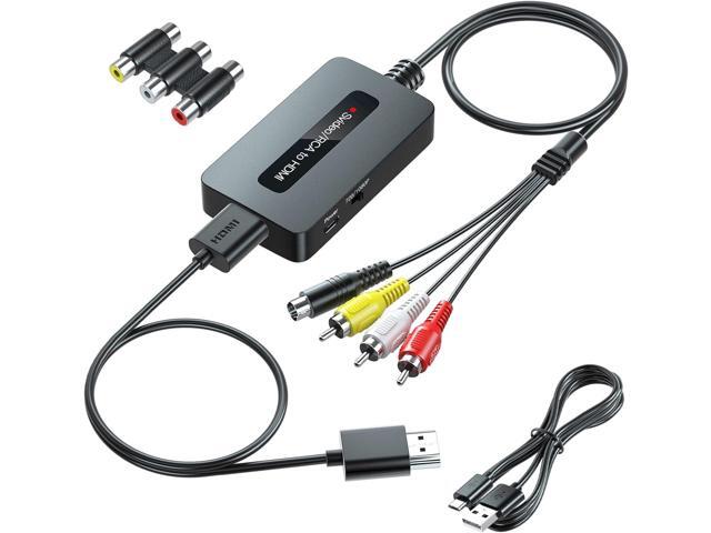RCA Svideo to HDMI Converter with HD Cable(RCA and Svideo Integrated), CVBS Composite AV to HDMI Converter