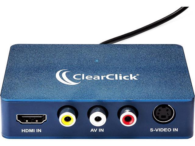 ClearClick Video to USB 1080P Audio Video Capture & Live Streaming Device - Input HDMI, AV, RCA, S-Video, VCR, VHS, Camcorder, Video8, Hi8, DVD,...