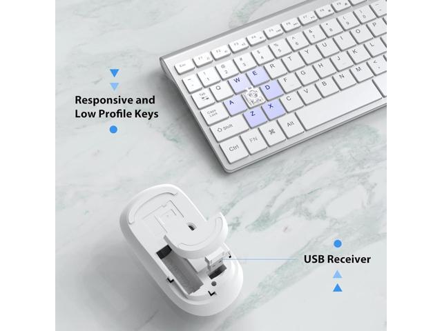 Wireless Keyboard Mouse, JOYACCES 2.4G Compact and Ultra Slim Wireless Keyboard and Mouse for Windows, Computer, Desktop, PC, Laptop-Sliver