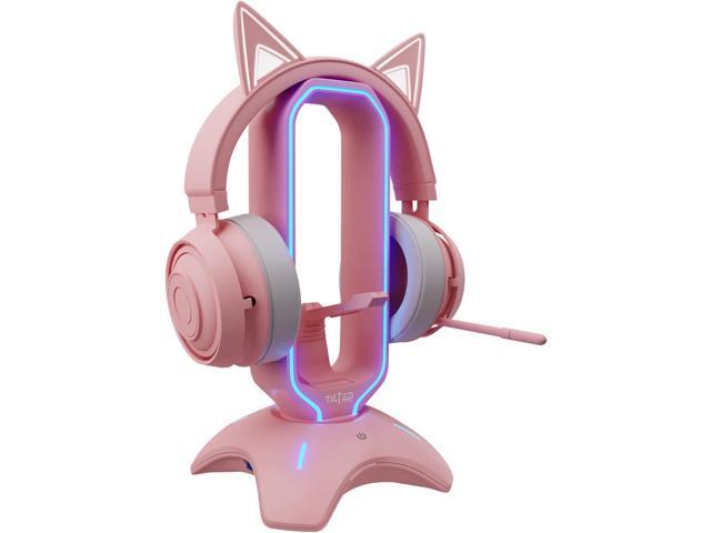 Tilted Nation RGB Gaming Headset Stand - 3 in 1 Pink with Mouse Bungee and 2 Port USB Hub Charger - The Ultimate Accessory and Gamer Gift -...