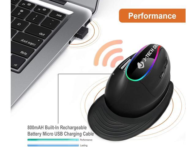 J-Tech Digital Ergonomic Mouse with Wireless Connection, Removable Palm Rest, Thumb Buttons, Rechargeable Battery, 800 DPI, Compatible with Windows...