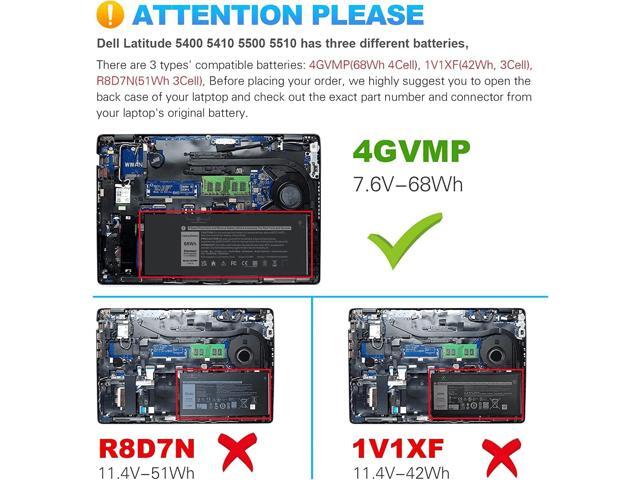 4GVMP Laptop Battery for Dell Latitude 5400 5500 5410 5510 E5400 E5500 Inspiron 7590 7591 7791 2-in-1 Precision 3540 3550 Series P84F P84F001 P42E...