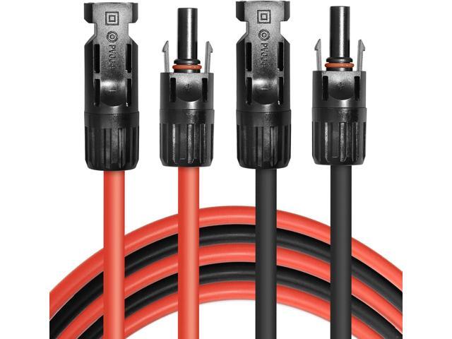 5FT 10AWG / 6mmÂ² Solar Panel Extension Cable Wire, Set of 2 Black + Red, Solar Adaptor Cable with Female and Male Connector