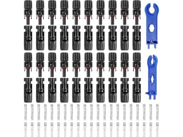 40PCS (20Pairs) Solar Panel Connectors, Male/Female Multi-Contact 4 Solar Connectors, IP67 1000V 30A Waterproof Solar Panel Cable Connectors (2...