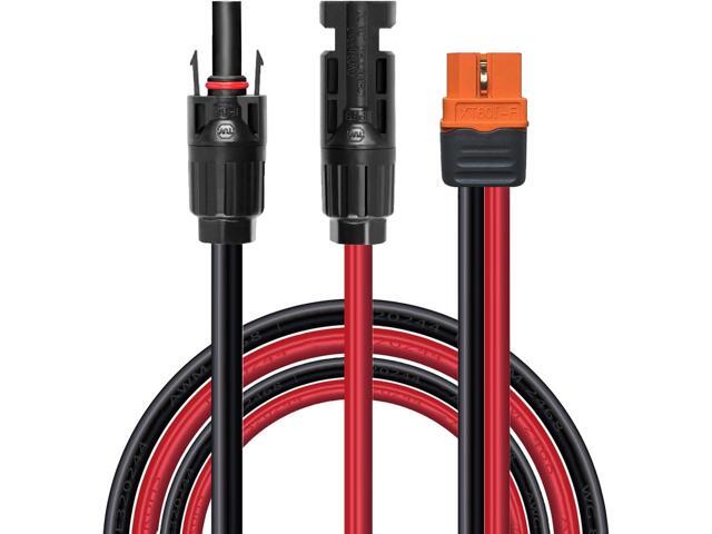 Solar Charge Cable Connector to XT60i Adapter Connecting Panel XT60i-F Extension 12AWG for Generator Portable Power Station 150CM BLACK RED...