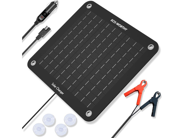 ECO-WORTHY 10W 12V Solar Battery Charger Trickle Maintainer Kit for Car Waterproof solar trickle charger·Intelligent Safety Protections· Keeps...