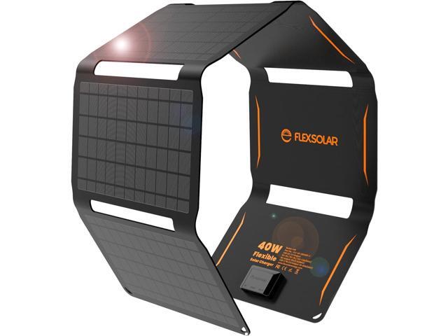 FlexSolar 40W Foldable Solar Panel Charger with USB-C and USB-A Outputs for Phones, Power Banks, Tablets - Waterproof for Camping, Hiking, Backpacking