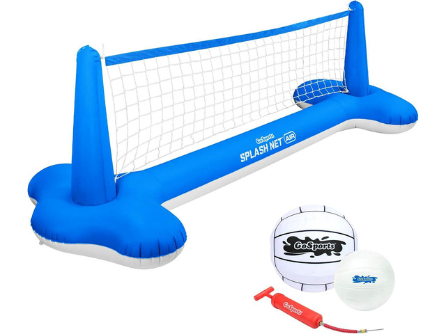 GoSports Splash Net Air, Inflatable Pool Volleyball Game - Includes Floating Net, Water Volleyballs and Ball Pump