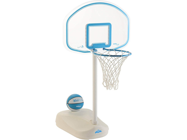 Dunn-Rite Clear Shot Pool Basketball Hoop with Adjustable Stainless Steel Rim, Clear Backboard, Water-Filled Base & Waterproof Basketball