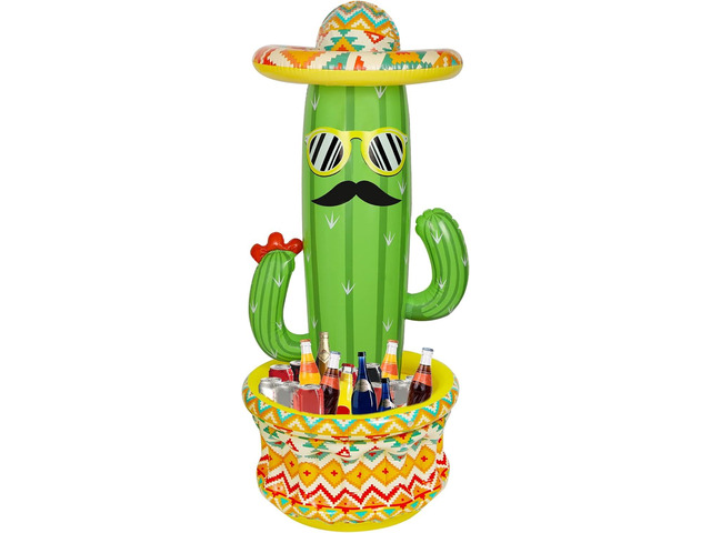 Triumpeek Inflatable Cactus Cooler, 55' Fiesta Cactus Ice Bucket Wearing Sombreros for Summer Swimming Pool Hawaiian Themed Party Supplies