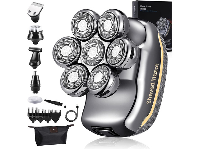 Men's Electric Head Shaver Razor - Rechargeable Cordless Head Shaving Razors for Bald Man 6 in 1 Waterproof Wet Dry Hair Cutting Shavers Beard...