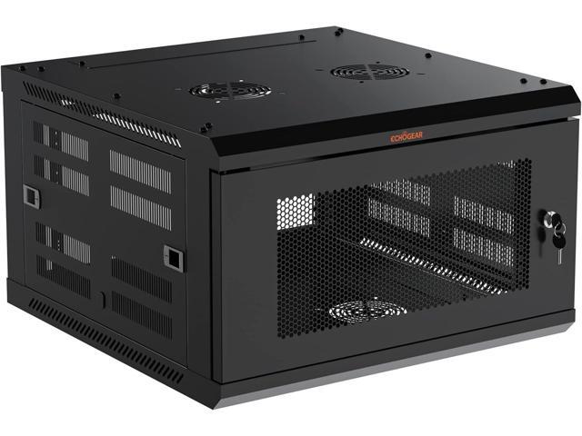 ECHOGEAR 6U Network Rack - Enclosed Wall Mount Rack Kit Includes 2X 1U Shelves, Pre-Mounted Fan, Lockable Door & Hardware - 600mm Depth Fits All...
