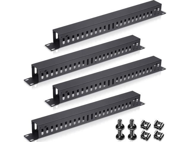 4 Pack 1U 19 Inch Cable Manager 24 Slot Horizontal Rack Mount Wire Management Server Rack Cable Management Metal Finger Duct Wire Organizer with...
