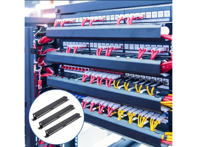 4 Pack 1U 19 Inch Cable Manager 24 Slot Horizontal Rack Mount Wire Management Server Rack Cable Management Metal Finger Duct Wire Organizer with...
