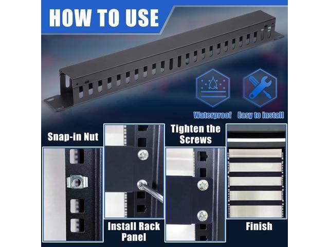 4 Pack 1U 19 Inch Cable Manager 24 Slot Horizontal Rack Mount Wire Management Server Rack Cable Management Metal Finger Duct Wire Organizer with...