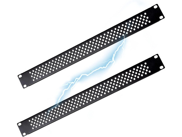 RIVECO 1U Vented Panels for Racks Punch Out Panel Spacer for 19 Network Cabinets Mounting Black 2PCS