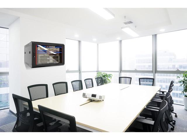 Server Rack - Wall Mount Network Enclosure - Locking Wall IT Cabinet - 19 Inch Rack Av Audio Video Rack Lockable Cabinet Network Rack - Powerbar -...