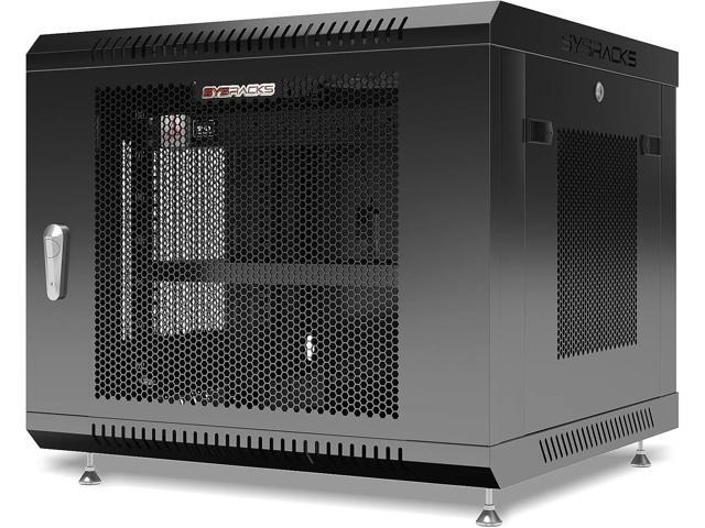 Sysracks - Server Rack - Wall Cabinet - Wall Mount Rack on Casters Locking Network Enclosure with Fans - Vented Door Audio Rack - Network Rack - 24...