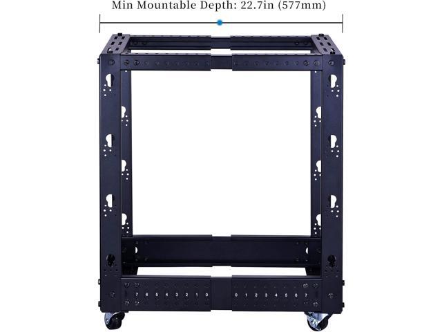 RackPath 12U Open Frame Server Rack Heavy Duty 4 Post Adjustable Depth with Casters