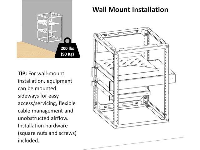 AEONS 10U Open Frame Network Server Rack 19-inch 4 Post AV Rack with Casters for Floor Standing and Wall Mount, Side Load for Extra Depth Complete...