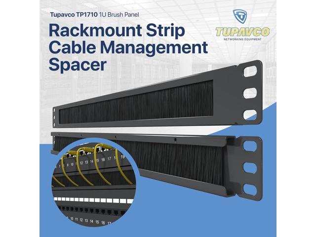 1U Brush Panel (2 Pack) 19 inch Rackmount Strip Cable Management Spacer for Network Server Rack Cabinet Enclosure - High Density Filler (Increased...