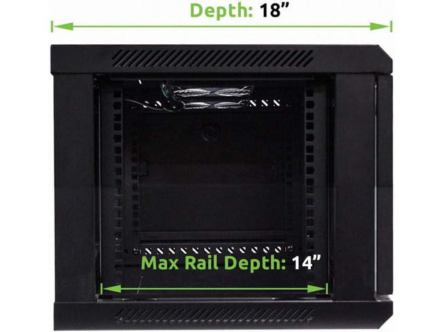 Navepoint 6U Deluxe IT Wallmount Cabinet Enclosure 19-Inch Server Network Rack with Locking Glass Door 16-Inches Deep Black with Shelf